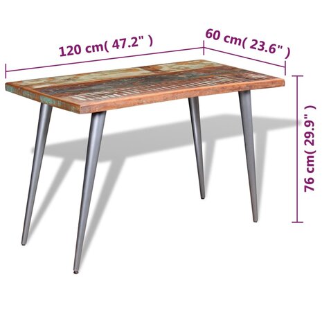 Eettafel 120x60x76 cm massief gerecycled hout 8718475531111 9