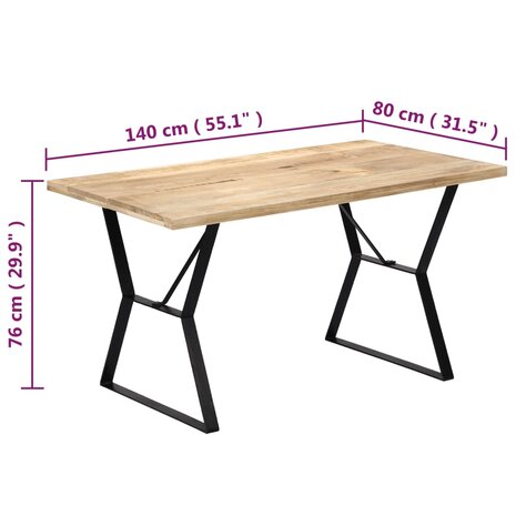 Eettafel 140x80x76 cm massief mangohout 8718475740438 6