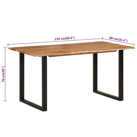 Eettafel 154x80x76 cm massief acaciahout 8719883802817 8