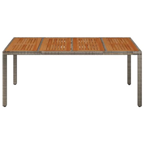 Tuintafel met houten blad 190x90x75 cm poly rattan grijs 8720845679682 3