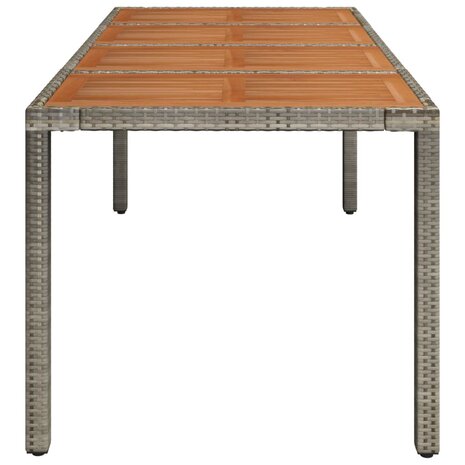 Tuintafel met houten blad 190x90x75 cm poly rattan grijs 8720845679682 4