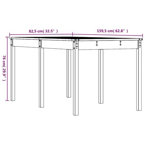 Tuintafel 159,5x82,5x76 cm massief grenenhout wit 8720845691073 8