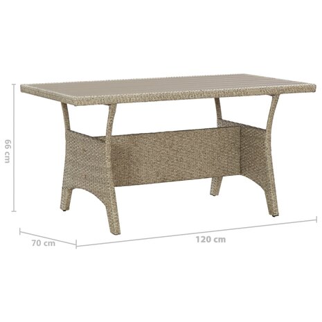 Tuintafel 120x70x66 cm poly rattan grijs 8720286641835 6