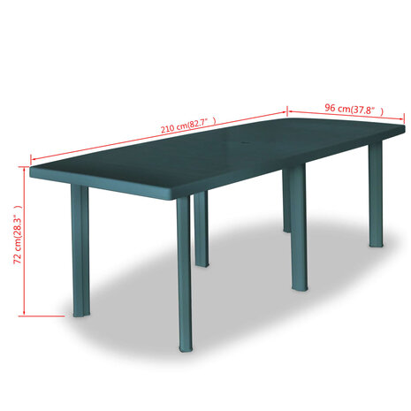 Tuintafel 210x96x72 cm kunststof groen 8718475570660 5