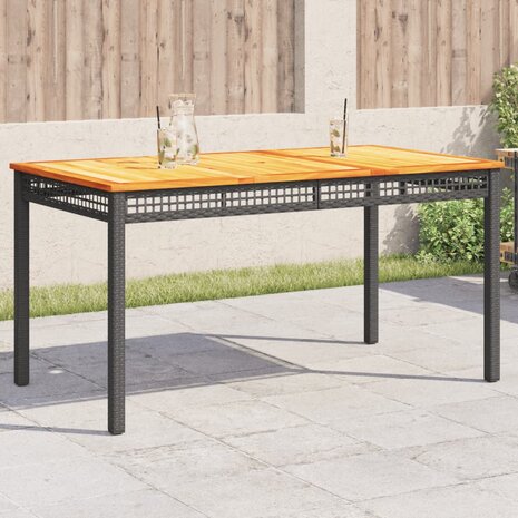 Tuintafel 140x80x75 cm poly rattan en acaciahout zwart 8721012308121 1