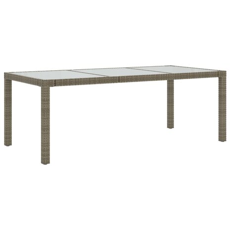 Tuintafel 190x90x75 cm gehard glas en poly rattan grijs 8720286666500 2