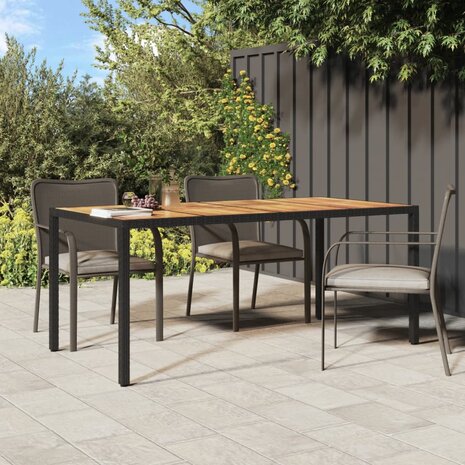 Tuintafel 190x90x75 cm poly rattan en acaciahout zwart 8720286666586 1