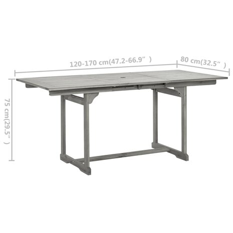 Tuintafel (120-170)x80x75 cm massief acaciahout 8720286642269 8