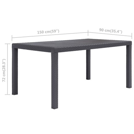 Tuintafel 150x90x72 cm rattan-look kunststof bruin 8718475743132 5