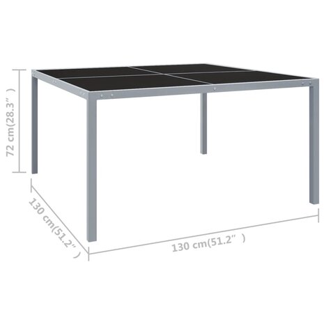 Tuintafel 130x130x72 cm staal en glas grijs 8720286146248 5