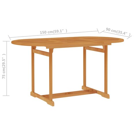 Tuintafel 150x90x75 cm massief teakhout 8720286182987 6