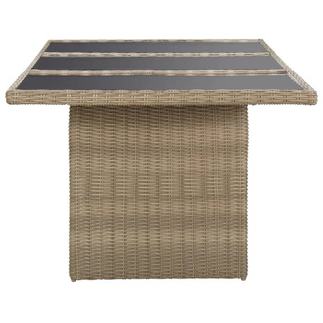 Tuintafel 200x100x74 cm glas en poly rattan bruin 8720286065792 3