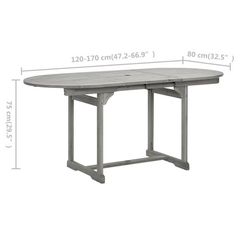 Tuintafel (120-170)x80x75 cm massief acaciahout 8720286642252 9