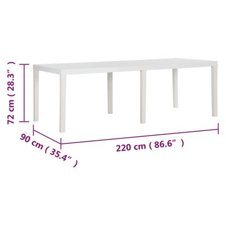 Tuintafel 220x90x72 cm polypropeen wit 8720286908075 8