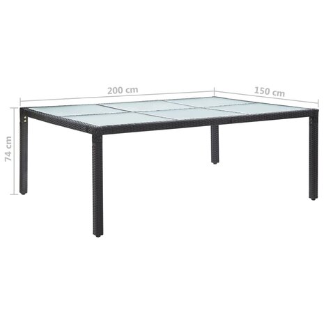 Tuintafel 200x150x74 cm poly rattan zwart 8719883867793 5