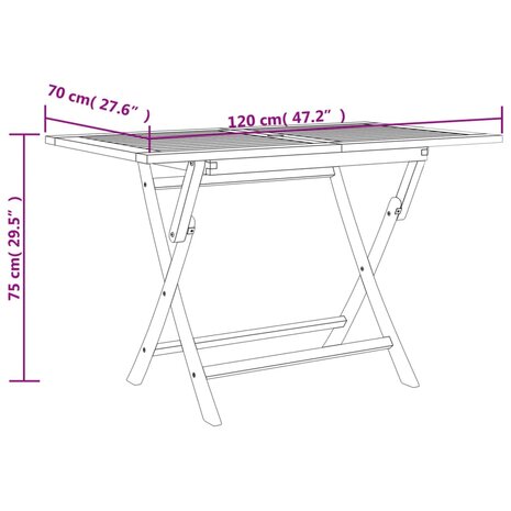 Tuintafel inklapbaar 120x70x75 cm massief teakhout grijs 8720845741976 8