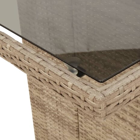 Tuintafel met glazen blad 190x80x74 cm poly rattan beige 8721012264076 8