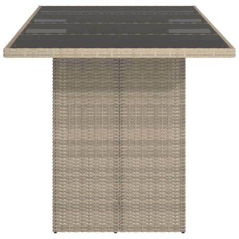 Tuintafel met glazen blad 190x80x74 cm poly rattan lichtgrijs 8721012264083 4