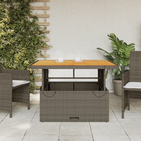 Tuintafel 110x110x71 cm poly rattan en acaciahout grijs 8721012449466 3