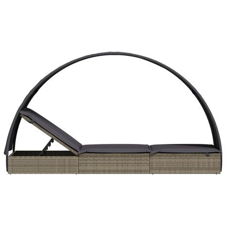 Ligbed met rond dak 211x57x140 cm poly rattan grijs 8720845670740 7