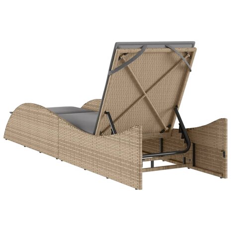 Ligbed met kussen 60x205x73 cm poly rattan beige 8721012449060 6