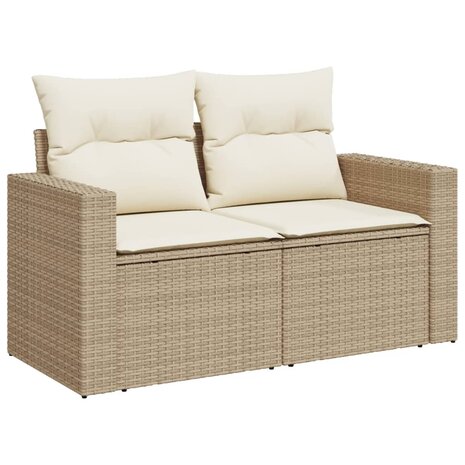 Tuinbank 2-zits met kussens poly rattan beige 8721012334632 2