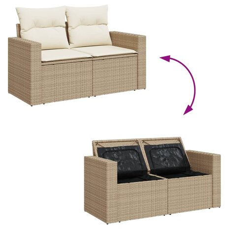 Tuinbank 2-zits met kussens poly rattan beige 8721012334632 9