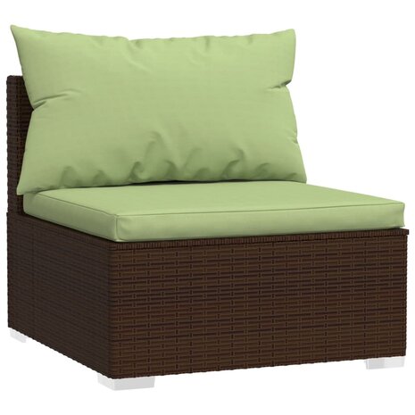 Tuinmiddenbank met kussens poly rattan bruin 8720286698198 2