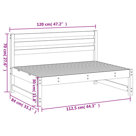 Tuinmiddenbank 120x80 cm massief grenenhout honingbruin 8720845807481 7