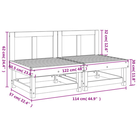 Tuinmiddenbanken 2 st massief grenenhout honingbruin 8720845806088 8