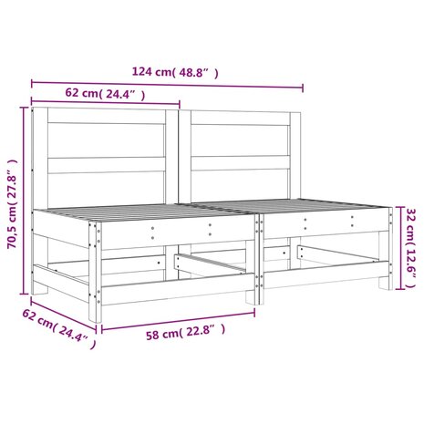 Tuinmiddenbanken 2 st massief grenenhout grijs 8720845806705 8