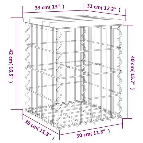 Tuinbank schanskorfontwerp 33x31x42 cm massief grenenhout 8720845445911 8