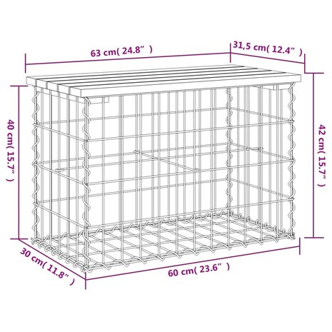 Tuinbank schanskorfontwerp 63x31,5x42 cm massief grenenhout 8720845446093 8