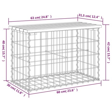 Tuinbank schanskorfontwerp 63x31,5x42 cm massief douglashout 8720845446109 8