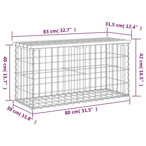 Tuinbank schanskorfontwerp 83x31,5x42 cm massief grenenhout 8720845446123 8