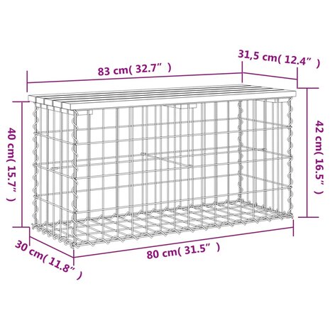 Tuinbank schanskorfontwerp 83x31,5x42 cm geïmpregneerd hout 8720845446147 8