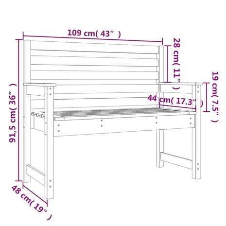 Tuinbank 109x48x91,5 cm massief grenenhout zwart 8720845691820 7