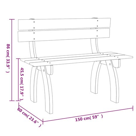 Tuinbank 150 cm geïmpregneerd grenenhout 8718475975960 5