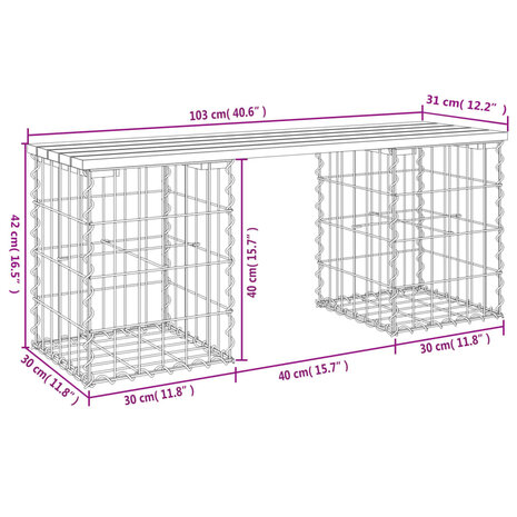 Tuinbank schanskorfontwerp 103x31x42 cm geïmpregneerd hout 8720845445966 8