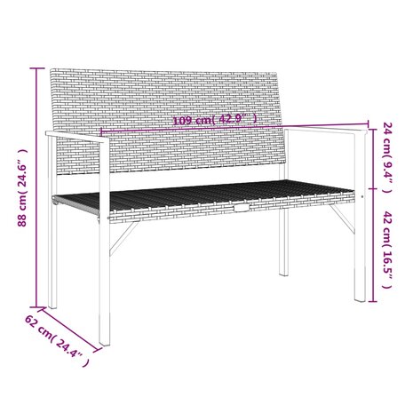 Tuinbank 2-zits poly rattan grijs 8720845787219 8