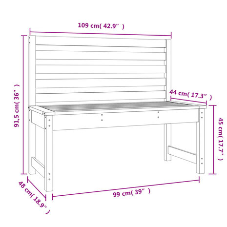 Tuinbank 109 cm massief grenenhout honingbruin 8720845691578 7