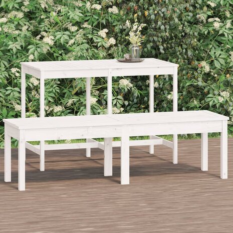 Tuinbank 2-zits 159,5x44x45 cm massief grenenhout wit 8720845691370 1