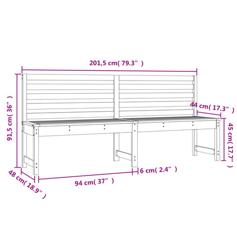 Tuinbank 201,5 cm massief grenenhout zwart 8720845691707 7