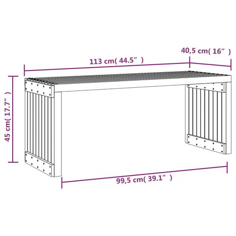 Tuinbankje verlengbaar 212,5x40,5x45 cm massief grenenhout wit 8720845434779 10