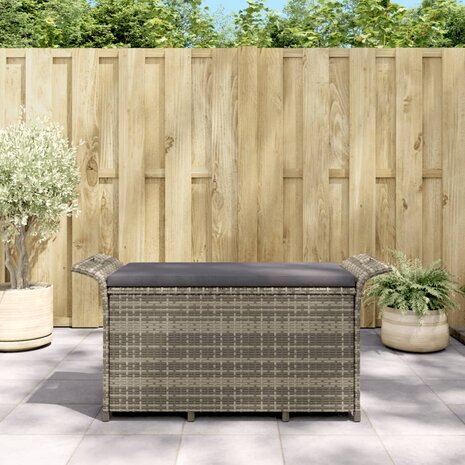 Tuinbank met kussen 116x46x57 cm poly rattan grijs 8720845789985 1