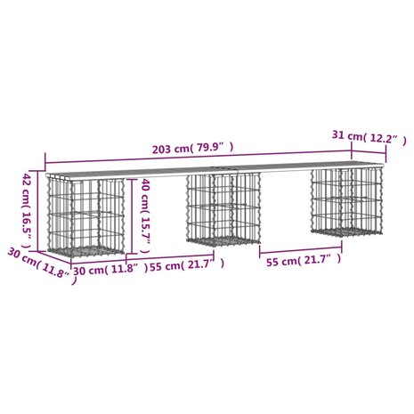 Tuinbank schanskorfontwerp 203x31x42 cm geïmpregneerd hout 8720845445997 8