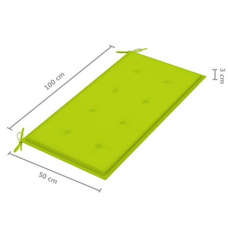 Tuinbank met heldergroen kussen 112 cm massief teakhout 8720286265840 9