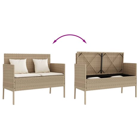 Tuinbank met kussens poly rattan beige 8721012309661 7