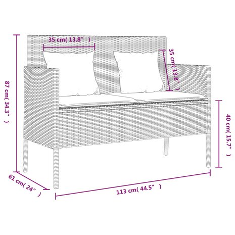 Tuinbank met kussens poly rattan beige 8721012309661 12