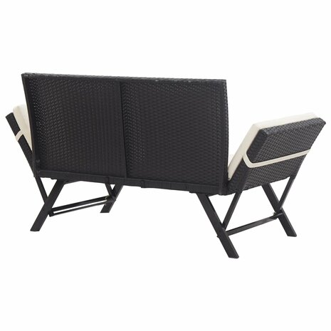 Tuinbank met kussens 176 cm poly rattan zwart 8719883729299 4